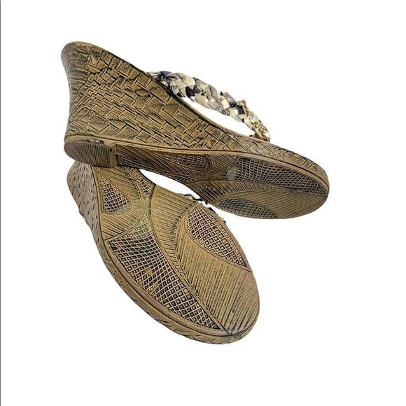 Goldtoe Heels Wedge Sandals Silk Rhinestone Blue Size 8 - Picture 5 of 5